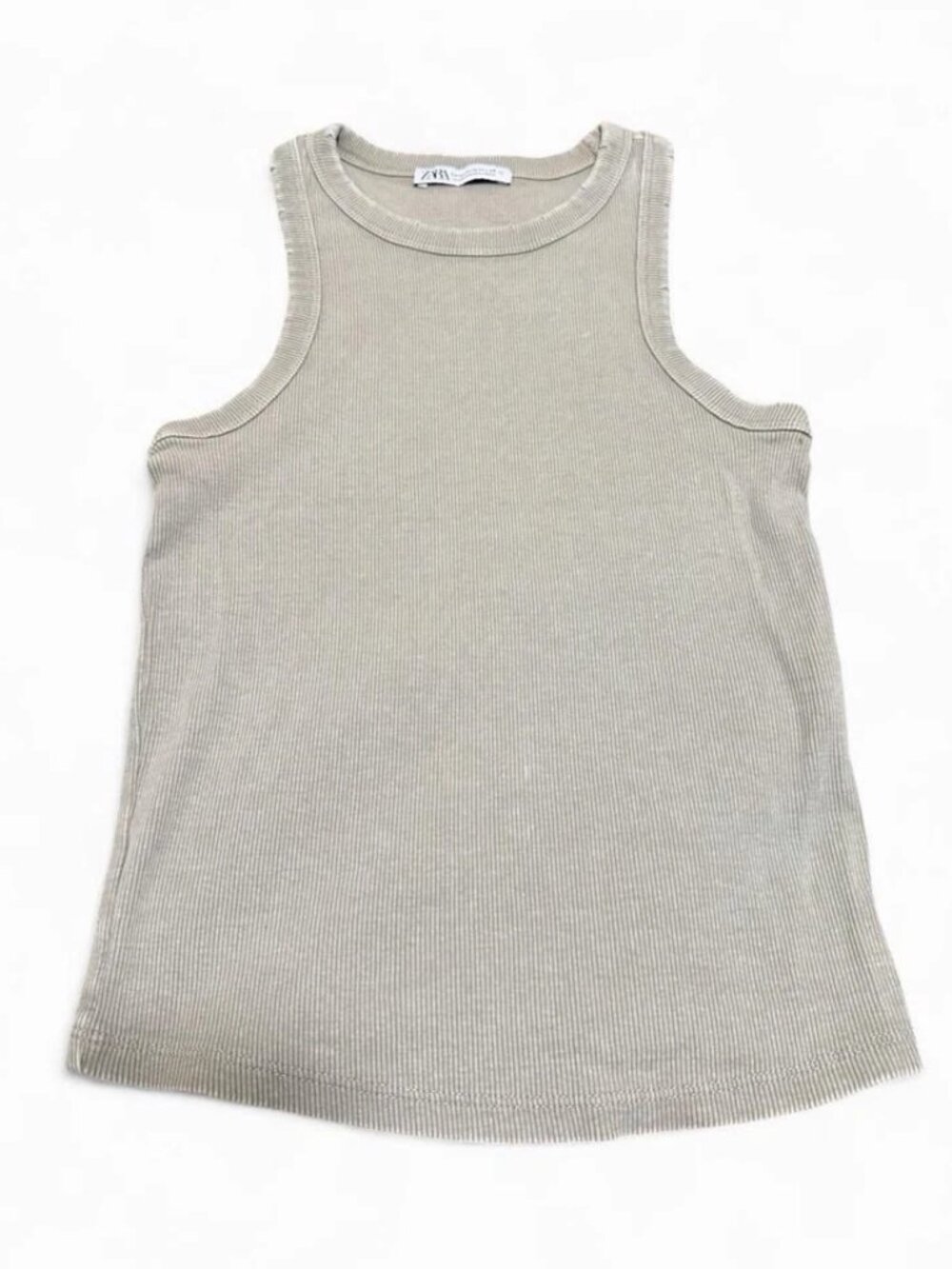 Taupe Ribbed Racerback Sleeveless Tank Top